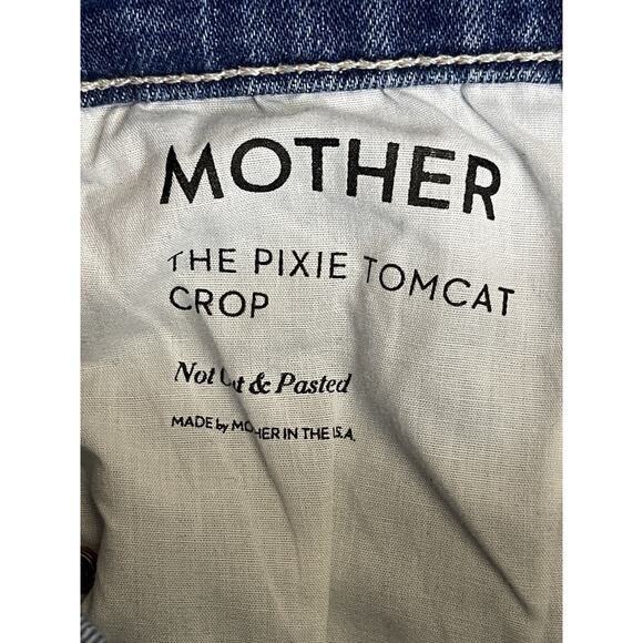 Mother Jeans Womens 24 Blue The Pixie Tomcat Crop‎ Distressed Mid Rise Denim - Picture 5 of 15
